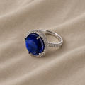 Halo Blauer Statement Silberring