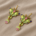 Antike Schmetterling Emaille Ohrringe