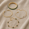 Grünes Edelstein-Armband Set