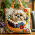 Handwerker Tasche - Shih Tzu mit Büchern und Blumen