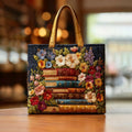 Einkaufstasche - Blumenmuster und Bücher