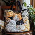Handgefertigte Bestickte Tasche - Schlafende Katzen