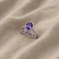 Amethyst Tränenring-Set | Weissgold