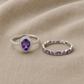 Amethyst-Spitzen-Ring-Set | Weissgold