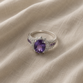 Amethyst-Dunkle Kronenring | Weissgold