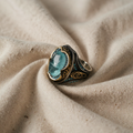 Antik-Silberner Blauer Zirkonring