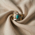 Antikstil Türkis Stein Gold und Silber Ring