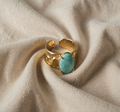 Eleganter Amazonit Blauer Ring