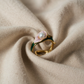Perlenblatt Wende Offene Verstellbare Ring