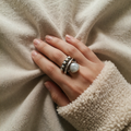 Ring mit grosser Perlenoptik und Kugeldetail