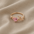 Blumenherz - Ohrringe und Ring-Set | Gold
