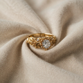 Goldener Blattmuster Zirkonring