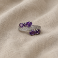 Lavendelkraft Ring | Weissgold glänzende Oberfläche