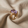 Minimalistische charmante ovale Ringe mit lila Stein