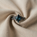 Schwarzes Metall-Saphir-Zirkonia-Ring-Set