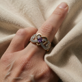 Violetter Herzring aus Gold & Silber | Mischgold