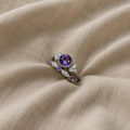 Violettes Kronen Ring-Set | Weissgold