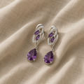 Amethyst Glänzende Tropfen Ohrringe | Weissgold