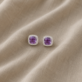Amethyst Quadrat Pavé Ohrringe | Weissgold
