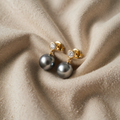 Elegante schwarze Perlenohrringe mit Zirkonia