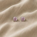 Runde Ohrringe mit rosa Saphir | Weissgold