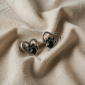 Herzabdruck-Ohrringe – Silber mit schwarzem Emaille