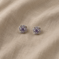 Violette Kristallknoten Ohrringe | Weissgold