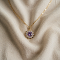 Amethyst Sonnenblume Halskette | Einzigartiges Kunstwerk aus Gold