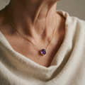 Amethyst Rahmen Anhänger Halskette | Roségold