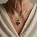 Amethyst Herzschimmer Halskette | Weissgold