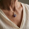 Amethyst Herz Halskette | Weissgold