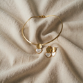 Vintage Stil Gold Herz Halskette und Ohrringe