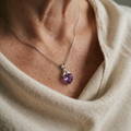 Violettes Herz-Halskette | Weissgold