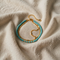 Zeitlos schöne goldene doppelte Kette mit türkisfarbenem Armband