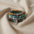 Bohemian türkisfarbene Perlenarmband mit Anhängern