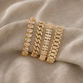 Goldene Dicke Würfel Zirkonia Verstellbares Armbandset