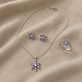Amethyst Blumen Schmuckset | Weissgold
