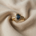 Erb-Saphir-Halo-Kristallring im Vintage-Stil
